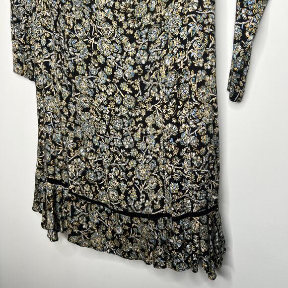Free People Boheme Floral Long Sleeve Mini Dress Size 12 - Picture 4 of 9